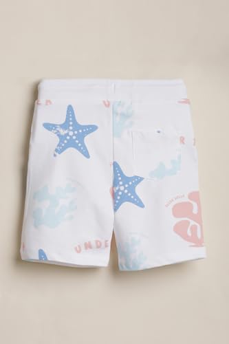Boys White Print Shorts
