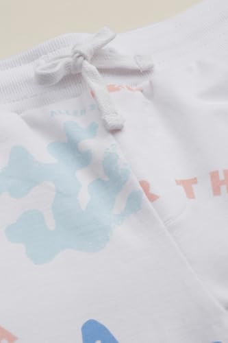 Boys White Print Shorts