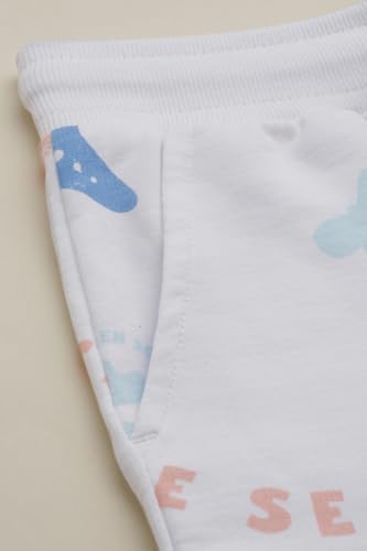 Boys White Print Shorts