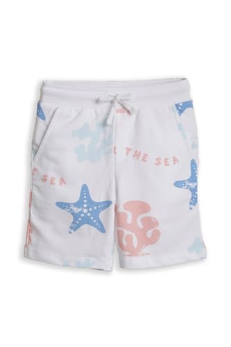Boys White Print Shorts