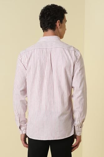 Men Red Custom Fit Stripe Full Sleeves Casual Shirt