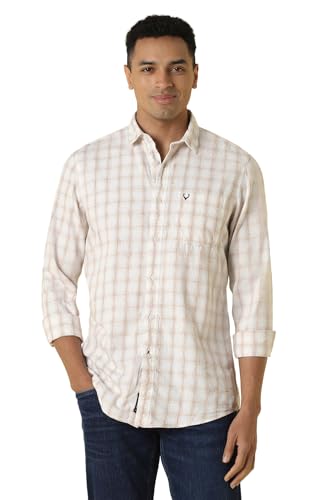 Men White Custom Fit Check Full Sleeves Casual Shirt