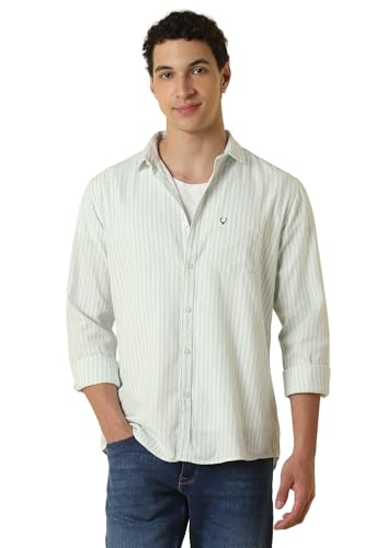 Men Light Blue Custom Fit Stripe Full Sleeves Casual Shirt