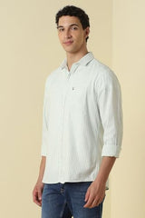 Men Light Blue Custom Fit Stripe Full Sleeves Casual Shirt