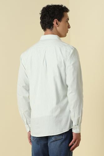 Men Light Blue Custom Fit Stripe Full Sleeves Casual Shirt