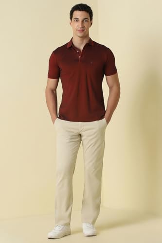 Men Beige Solid Casual Trousers