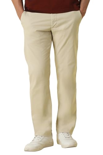 Men Beige Solid Casual Trousers