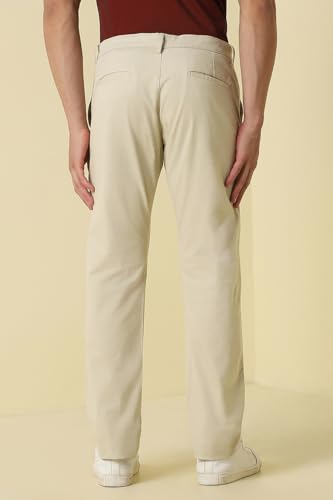 Men Beige Solid Casual Trousers