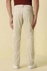 Men Beige Solid Casual Trousers