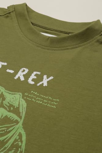 Boys Olive Graphic Print Crew Neck T-Shirt