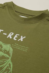 Boys Olive Graphic Print Crew Neck T-Shirt