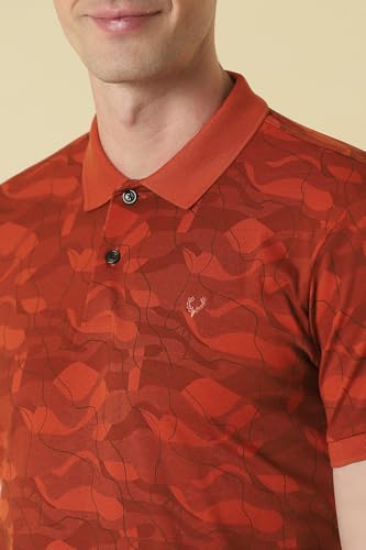 Men Maroon Print Polo Neck T-Shirt
