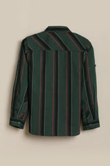 Allen Solly Boys Green Slim Fit Stripe Casual Shirt