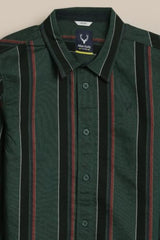 Allen Solly Boys Green Slim Fit Stripe Casual Shirt