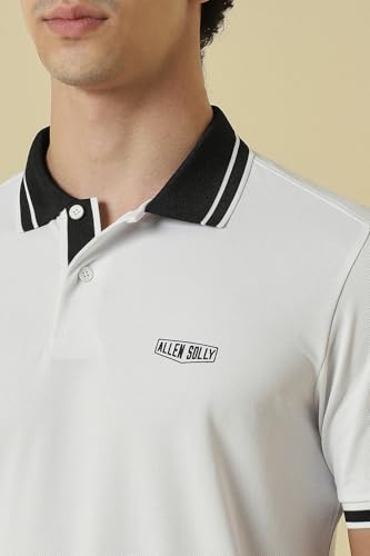 Men White Textured Polo Neck T-Shirt