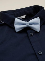 Boys Navy Solid Party Shirt