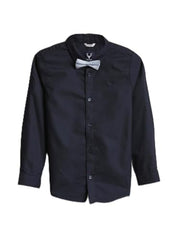 Boys Navy Solid Party Shirt