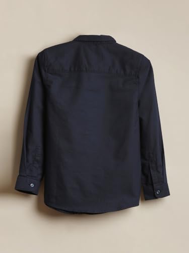 Boys Navy Solid Party Shirt