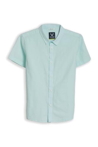 Boys Light Blue Textured Casual Shirt