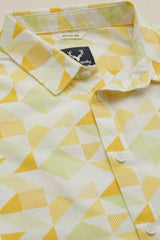 Boys Yellow Print Casual Shirt