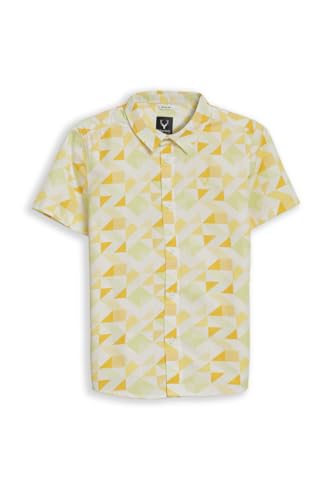 Boys Yellow Print Casual Shirt