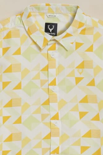 Boys Yellow Print Casual Shirt