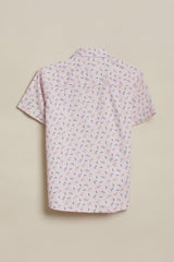 Boys Pink Print Casual Shirt