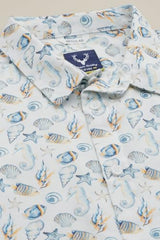 Boys White Print Casual Shirt