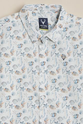 Boys White Print Casual Shirt