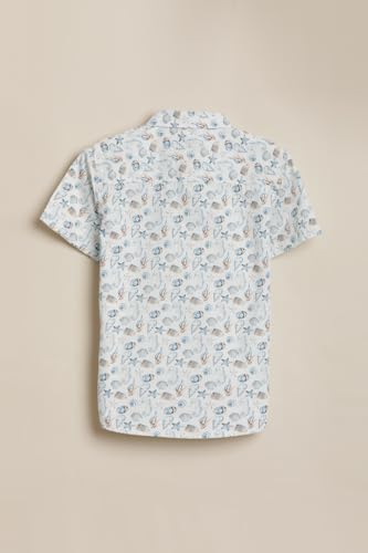 Boys White Print Casual Shirt