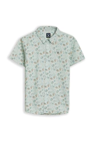 Boys Green Print Casual Shirt