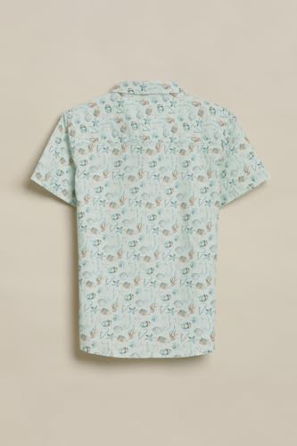 Boys Green Print Casual Shirt