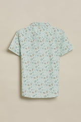 Boys Green Print Casual Shirt
