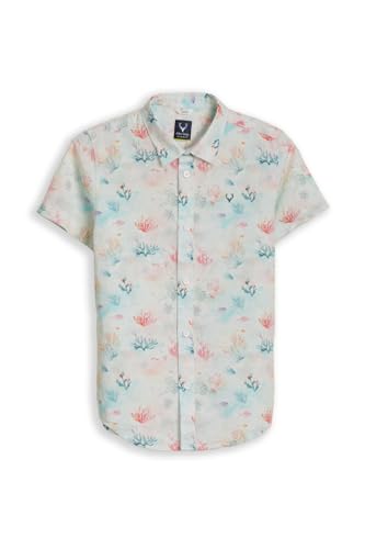 Boys White Print Casual Shirt
