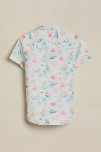 Boys White Print Casual Shirt