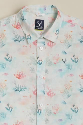 Boys White Print Casual Shirt
