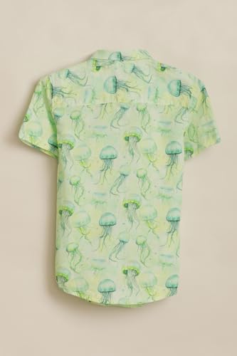 Boys Green Print Casual Shirt