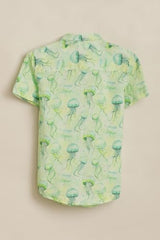 Boys Green Print Casual Shirt