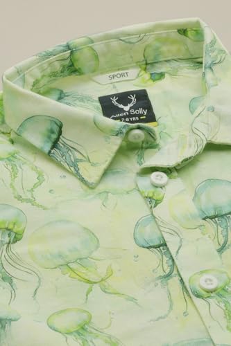 Boys Green Print Casual Shirt