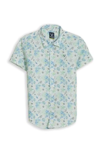 Boys Light Blue Print Casual Shirt