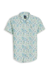 Boys Light Blue Print Casual Shirt