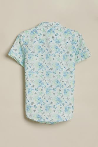 Boys Light Blue Print Casual Shirt