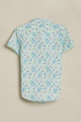 Boys Light Blue Print Casual Shirt