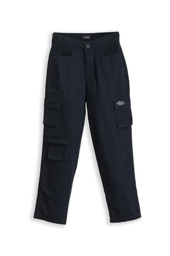 Boys Navy Solid Trousers