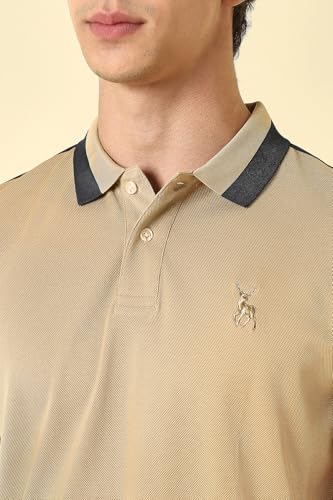 Men Beige Patterned Polo Neck T-Shirt