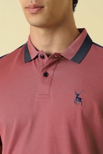 Men Pink Patterned Polo Neck T-Shirt