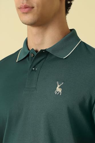 Men Green Solid Polo Neck T-Shirt