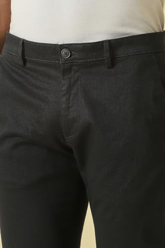 Men Black Textured Casual Trousers