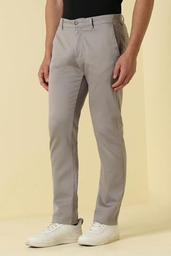 Men Grey Textured Casual Trousers