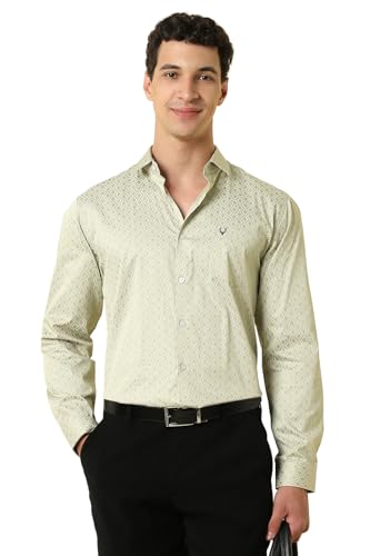 Men Beige Print Full Sleeves Formal Shirt